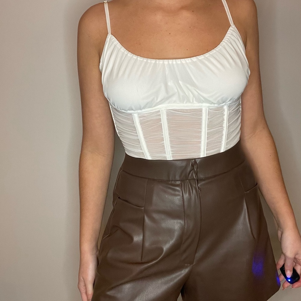 White crop top adjustable straps size small